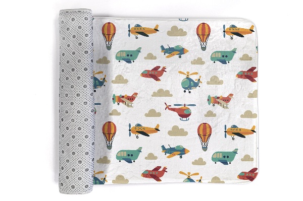 Kinderteppich Flugzeuge und Luftballons