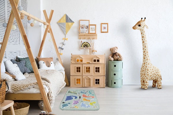 Kinderteppich Farbige Dinosaurier
