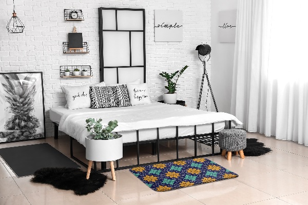 kleiner Teppich Geometrisches Muster Blumen