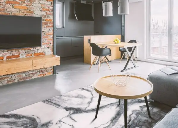 Vinyl teppich läufer Schwarzweiss-Marmor