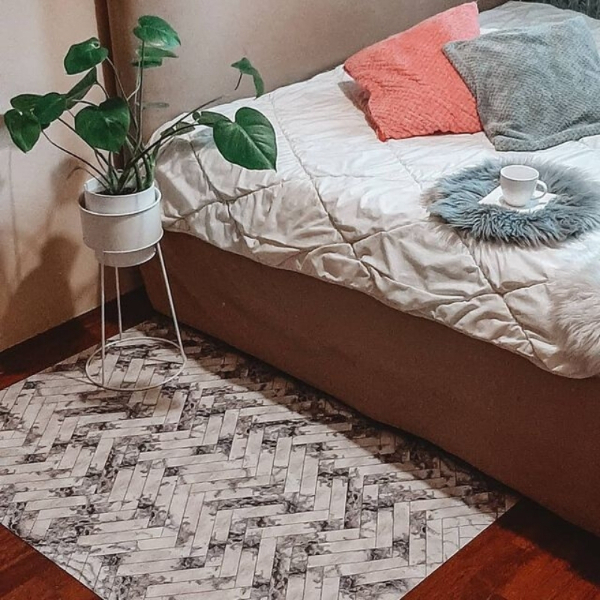 Vinyl teppich läufer Herringbone-Marmor