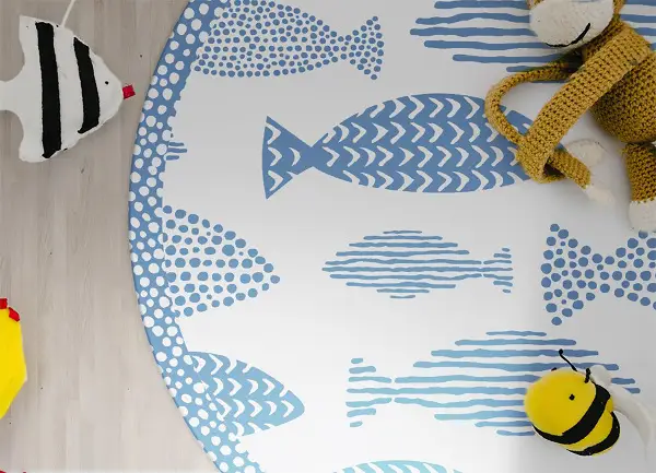 Runder vinyl teppich läufer Fisch