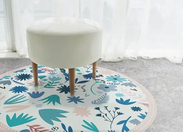 Runde vinyl teppich läufer Wiesenblumen