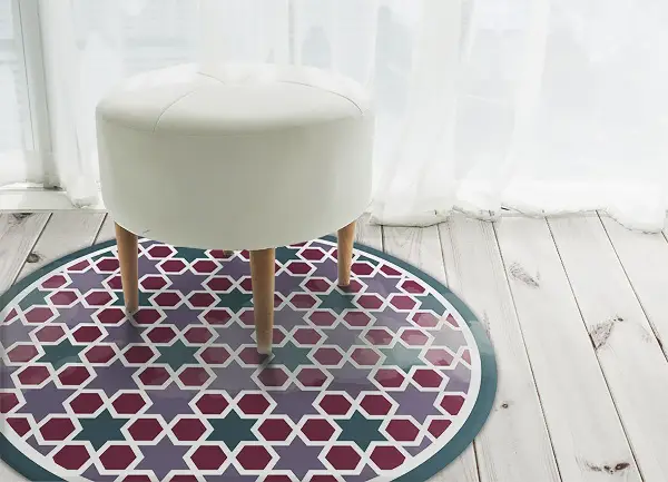 Runder vinyl teppich läufer Geometrische Sterne