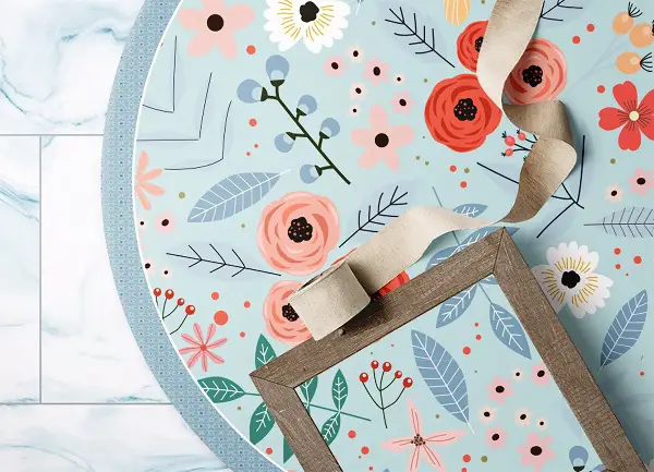 Runde vinyl teppich Wiesenblumen