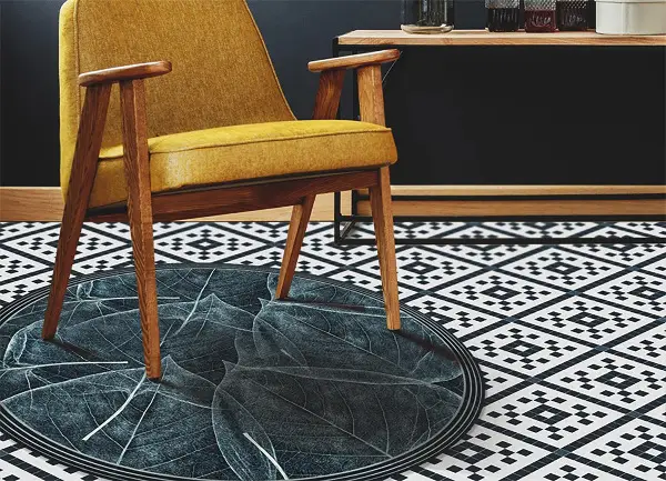 Runder vinyl teppich Blatt