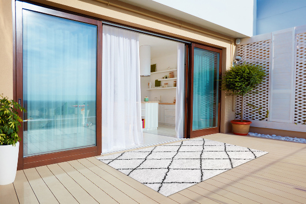 Teppich terrasse Schwarz Linien Muster