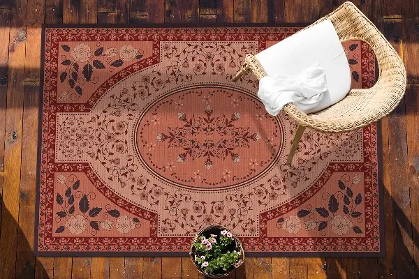 Outdoor teppich Blumenkranzmuster