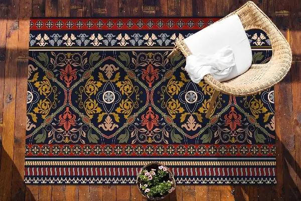Teppich außenbereich Blumenboho-Muster
