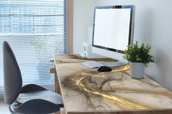 Schreibtisch Unterlegmatte Marmor golden
