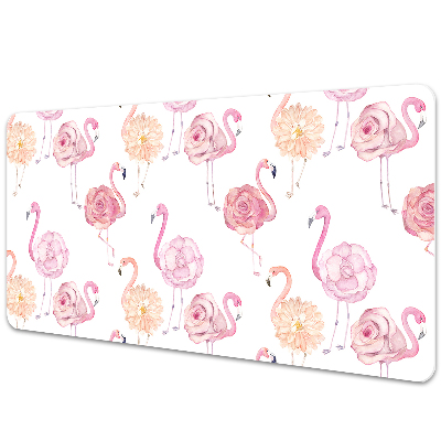 Schreibtisch Unterlegmatte Flamingos und Blumen