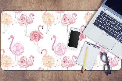 Schreibtisch Unterlegmatte Flamingos und Blumen