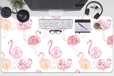 Schreibtisch Unterlegmatte Flamingos und Blumen