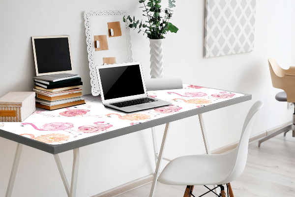 Schreibtisch Unterlegmatte Flamingos und Blumen