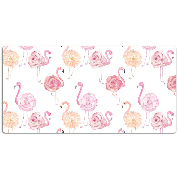 Schreibtisch Unterlegmatte Flamingos und Blumen