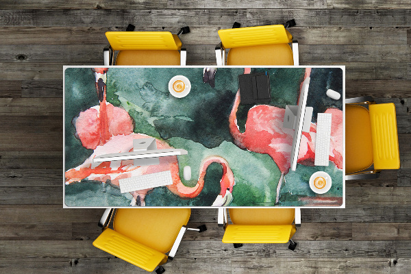 Schreibtischunterlage Lackierte Flamingos.