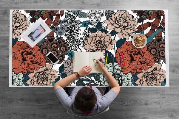 Büro-Schreibtischmatte Retro-Blumen