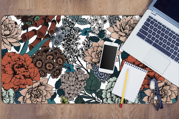Büro-Schreibtischmatte Retro-Blumen