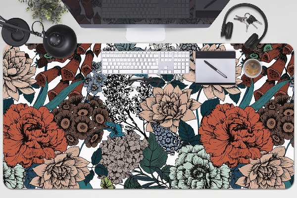 Büro-Schreibtischmatte Retro-Blumen