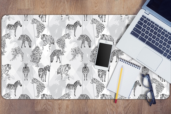Schreibtisch Unterlegmatte Tiger und Zebras.