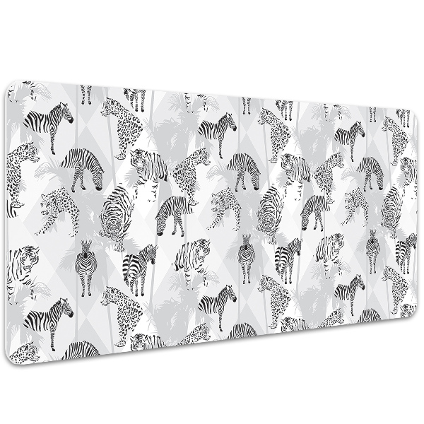 Schreibtisch Unterlegmatte Tiger und Zebras.