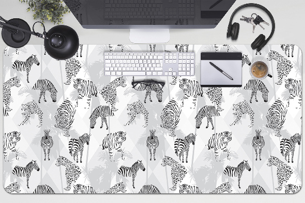 Schreibtisch Unterlegmatte Tiger und Zebras.