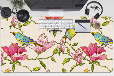 Schreibtischunterlage Blumen und Vögel