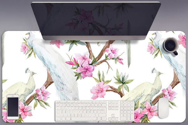 Büro-Schreibtischmatte Weißer pfau