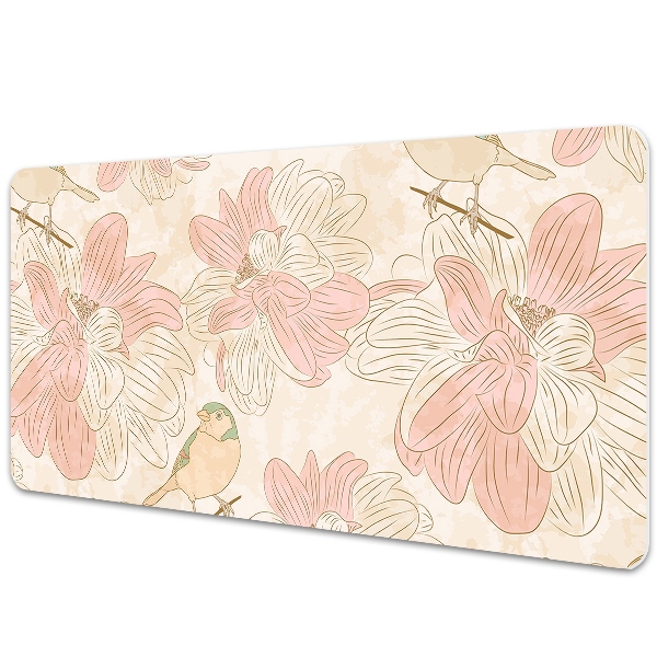 Schreibtisch Unterlegmatte Beige Vögel