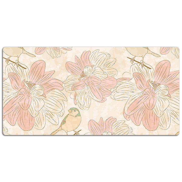 Schreibtisch Unterlegmatte Beige Vögel