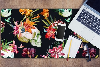 Schreibtischunterlage Schädel und Blumen