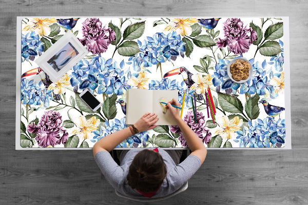 PVC Schreibtischmatte Retro-Blumen