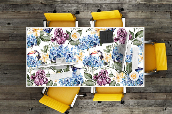 PVC Schreibtischmatte Retro-Blumen