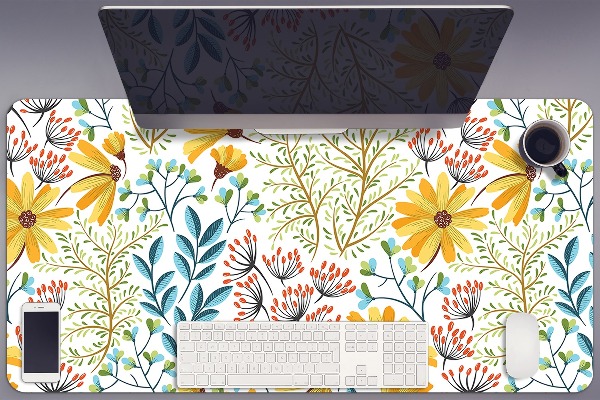 Büro-Schreibtischmatte Blumenmalerei.