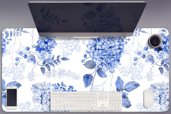 Schreibtisch Unterlegmatte Blaue Hortensie