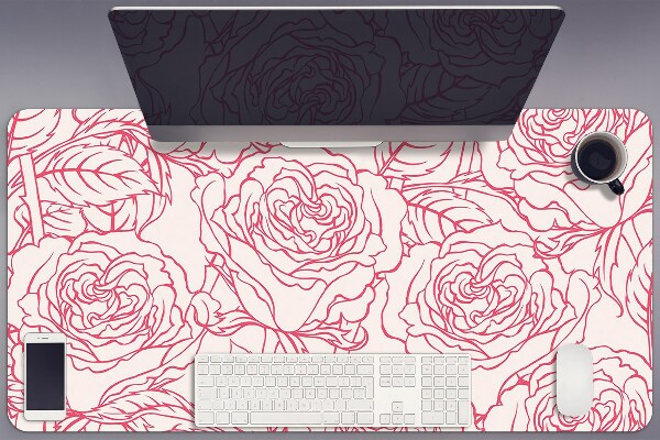 Schreibtisch Unterlegmatte Rosen Doodle.
