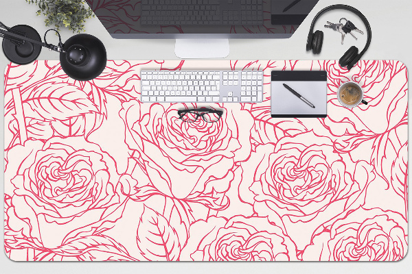 Schreibtisch Unterlegmatte Rosen Doodle.