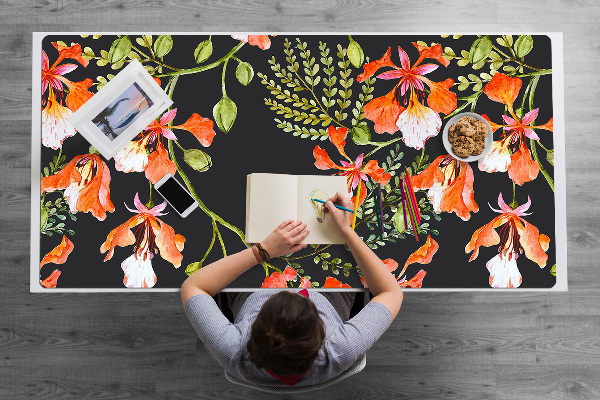 Büro-Schreibtischmatte rote Blumen