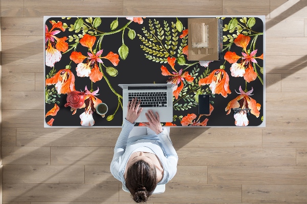 Büro-Schreibtischmatte rote Blumen