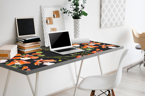 Büro-Schreibtischmatte rote Blumen