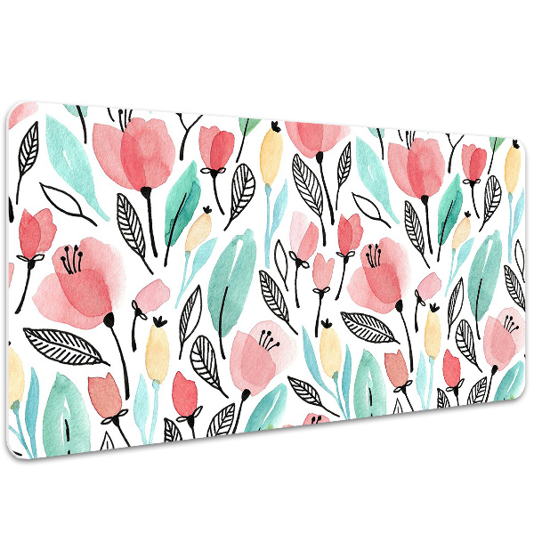 PVC Schreibtischmatte rote Blumen