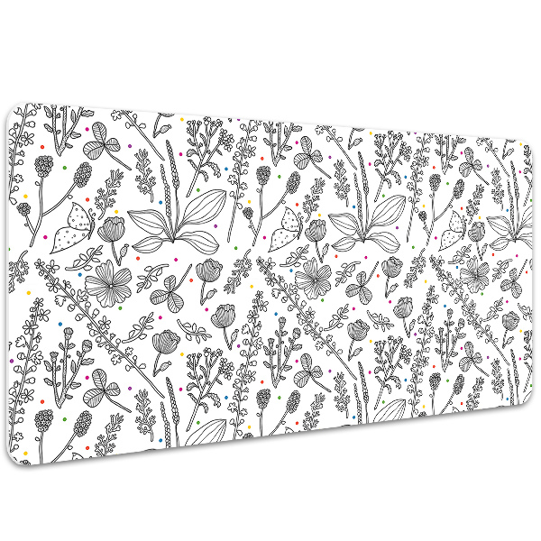 PVC Schreibtischmatte Blumen und Punkte