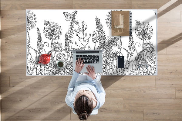 Büro-Schreibtischmatte Blumenskizze