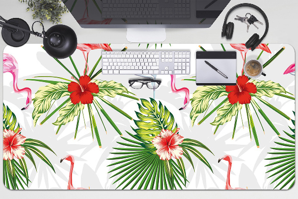 Schreibtisch Unterlegmatte Flamingos und Blumen