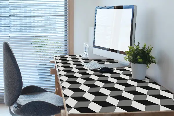 PVC Schreibtischmatte 3D-Würfel-Muster.