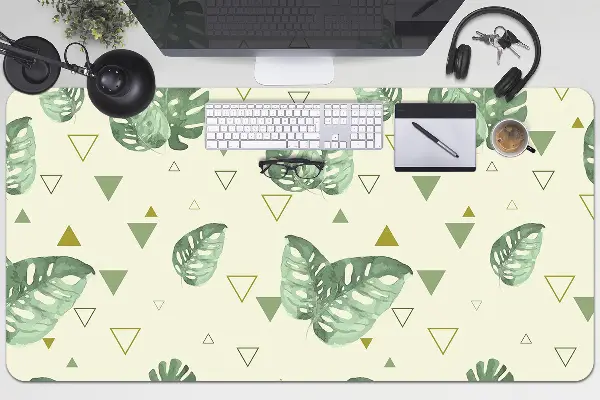 Büro-Schreibtischmatte Monstera und Dreiecke