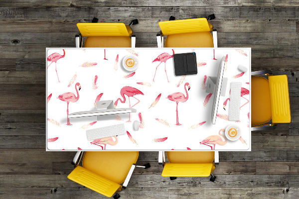 Schreibtisch Unterlegmatte Flamingo Herde.