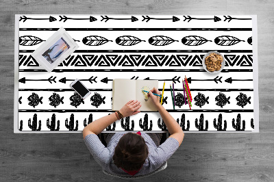 Büro-Schreibtischmatte Boho schwarz und weiß
