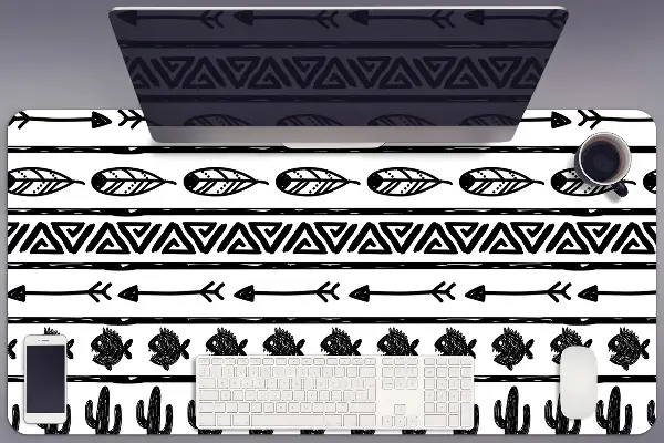 Büro-Schreibtischmatte Boho schwarz und weiß