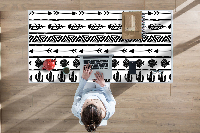 Büro-Schreibtischmatte Boho schwarz und weiß